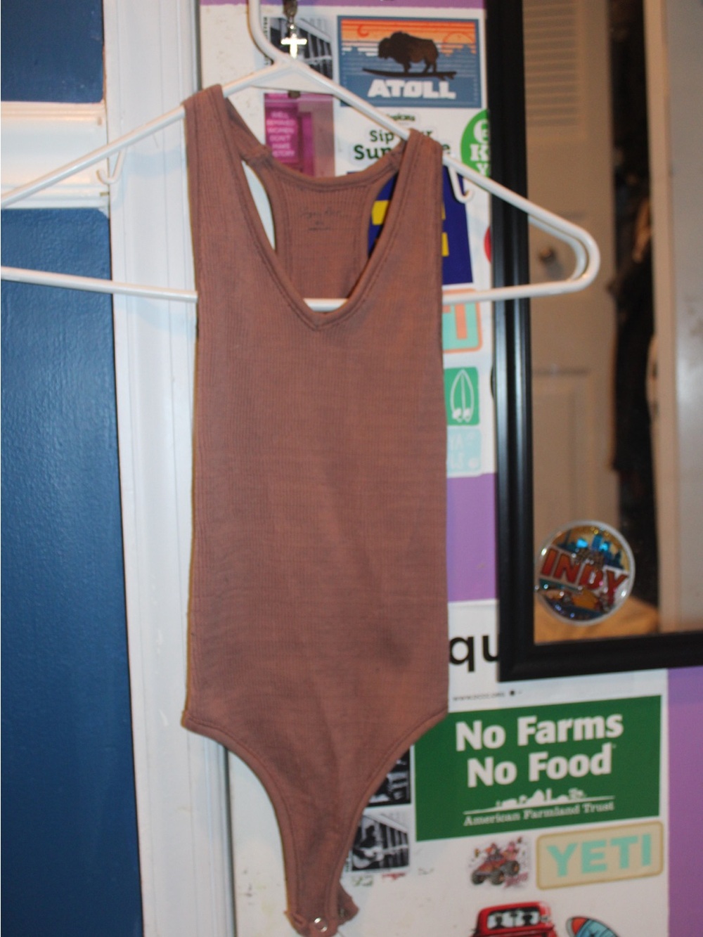 Sugar Rain Mauve Ribbed Snap-Closure Bodysuit - Size M/L